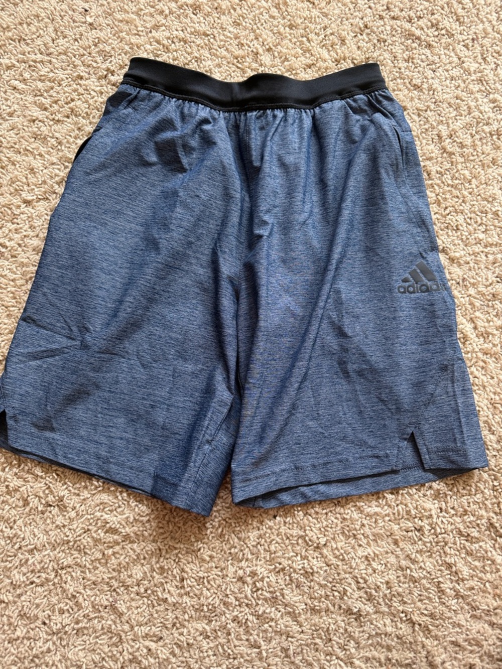 adidas Men's Heather Navy Athletic Shorts with Black Waistband